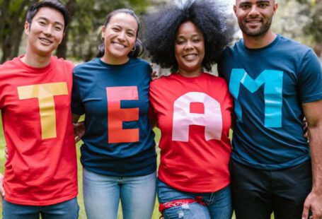 Leadership, Organizational Success - Group of People Wearing Shirts Spelled Team