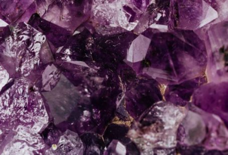 Beauty Industry, Innovations - Set of shiny transparent amethysts grown together